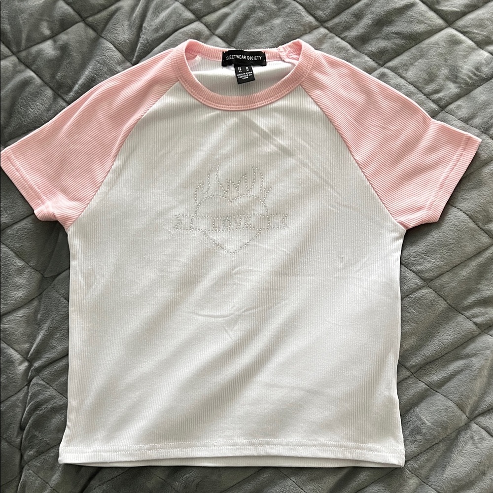 Streetwear Society Pink and White Baby Tee